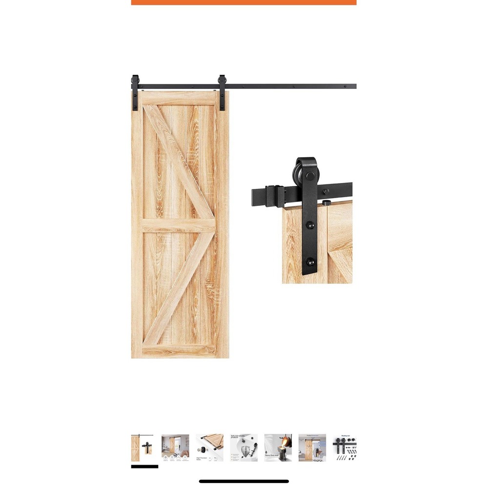 EaseLife Rustic Wood Barn Door Hardware Kit Sliding Track Set Black 5.3' Quiet‎